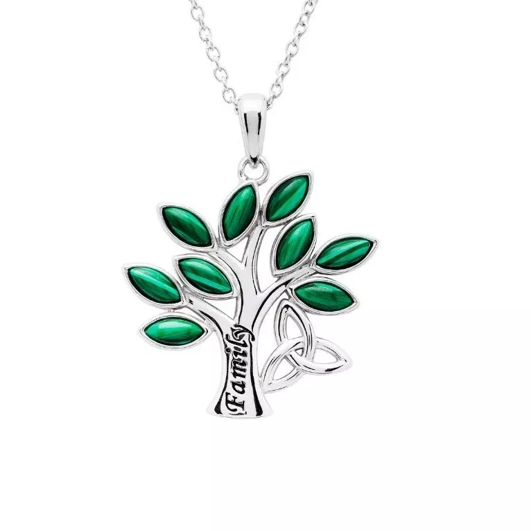Sterling Silver Tree of Life Malachite Pendant