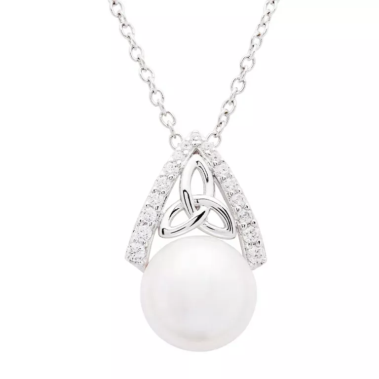 Sterling Silver Trinity Knot Pearl Pendant