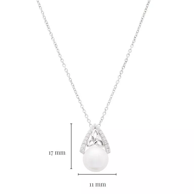 3 Intricate Trinity Knot Pearl Pendant With Measurement...
