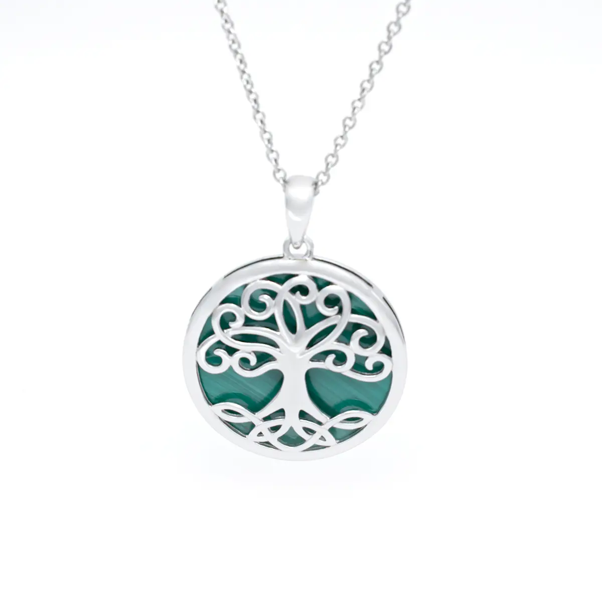 Silver Malachite Tree Of Life Pendant 1...