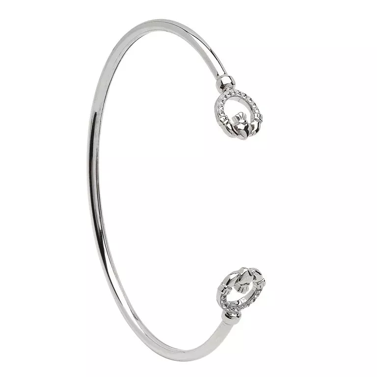 1 Silver Claddagh Bangle Adorned With Swarovski Crystal SW71 4...