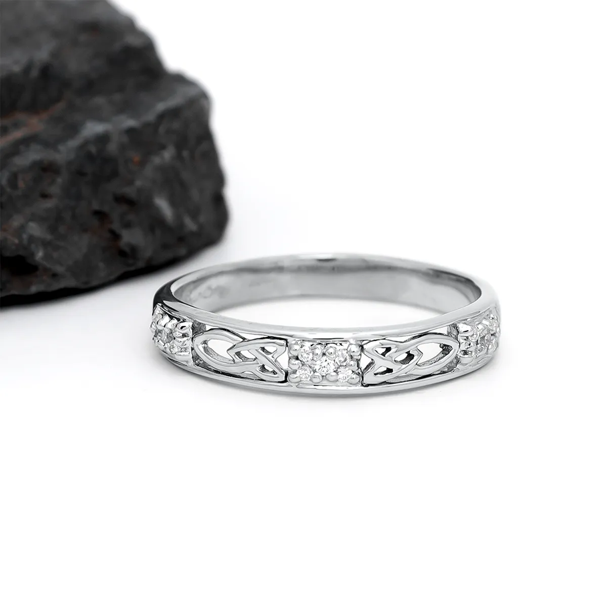 Ladies Celtic Diamond Set Wedding Band...