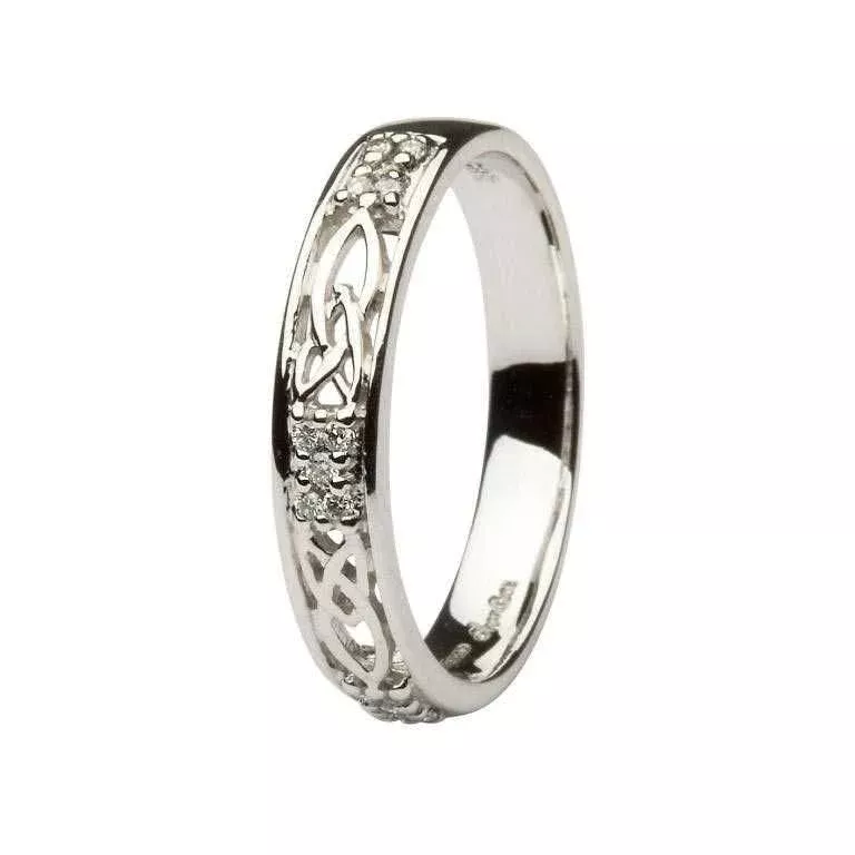 Ladies Celtic Diamond Set Wedding Band