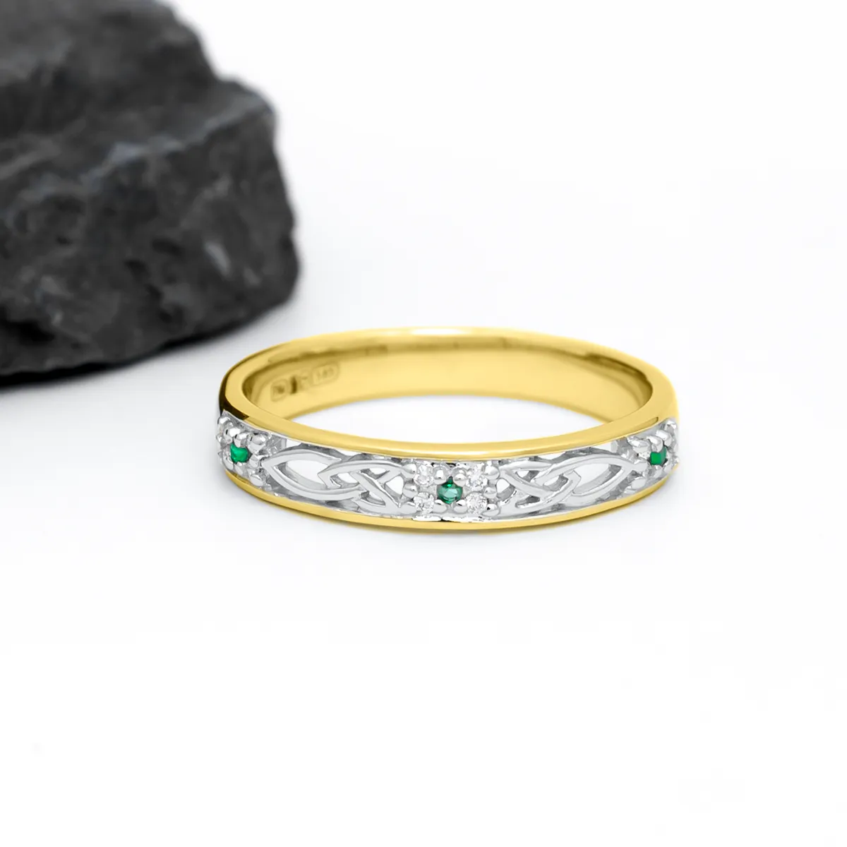 Celtic Knot Ring Set with Emeralds and Diamonds...