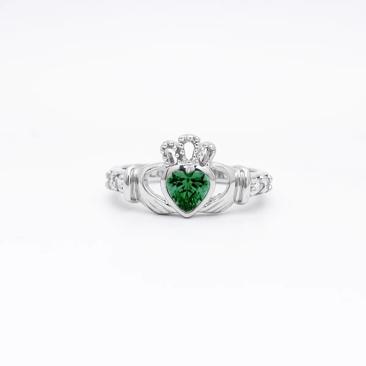 May Birthstone Claddagh Ring - Love, Loyalty, Friendship
