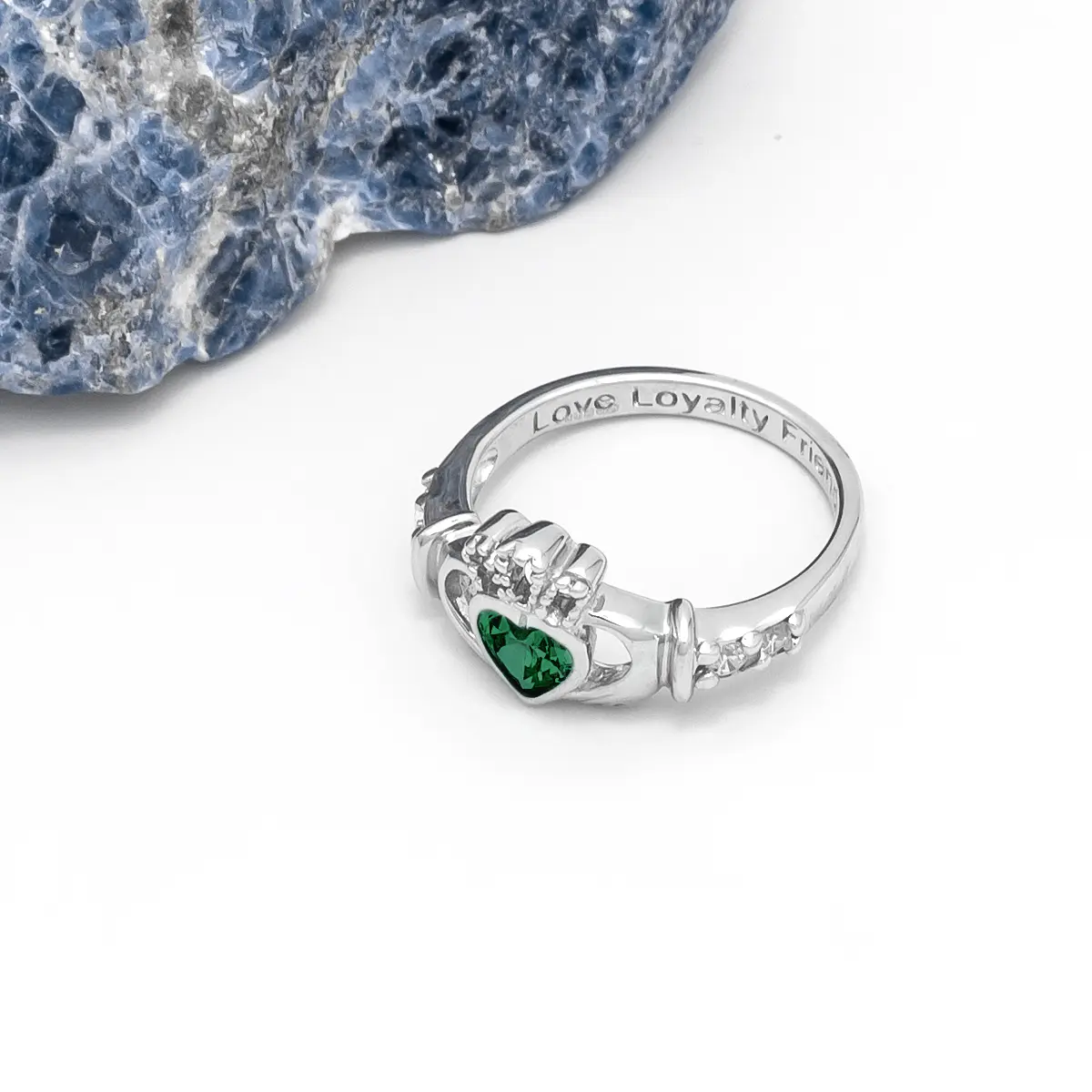 May Birthstone Claddagh Ring - Love, Loyalty, Friendship Photo 3 