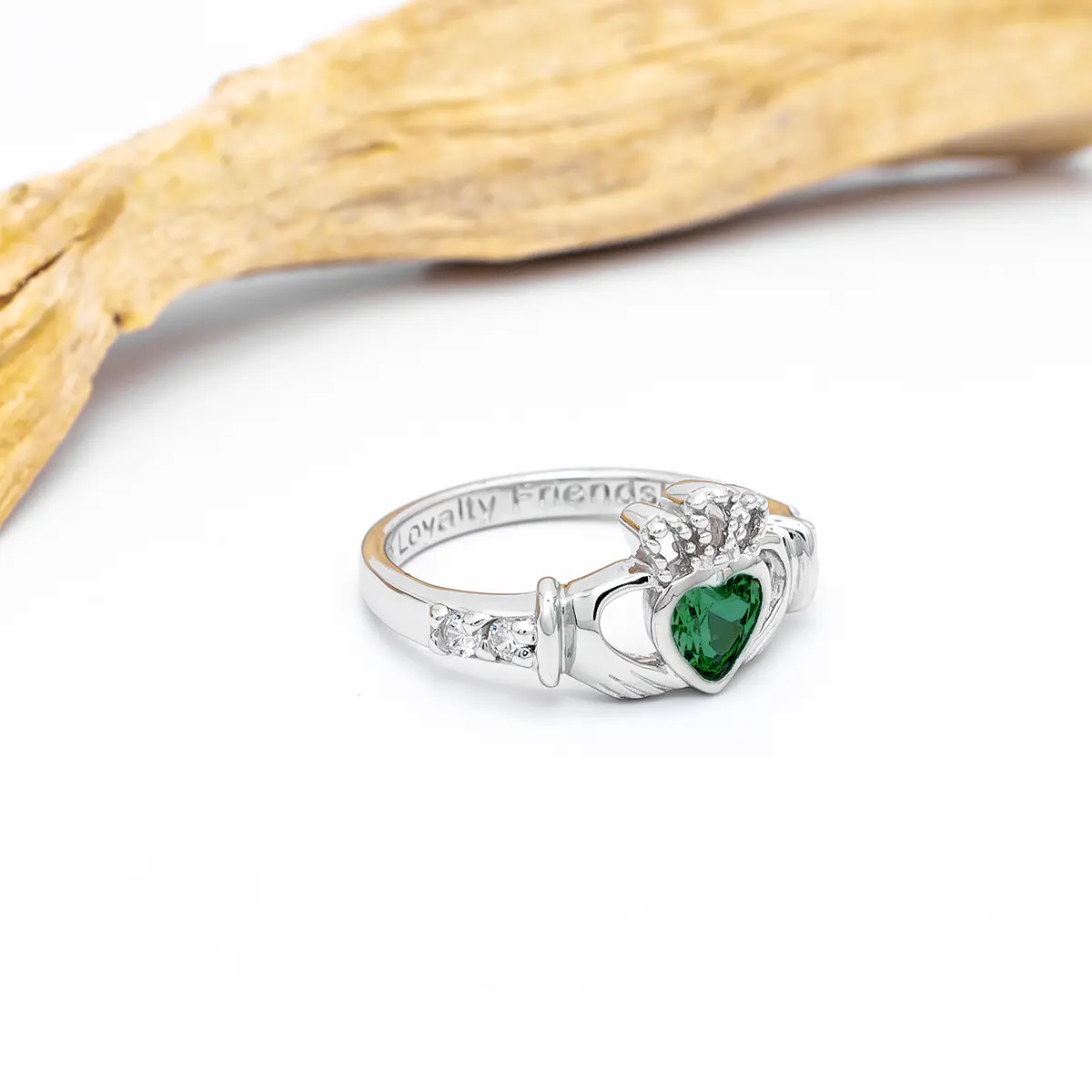 May Birthstone Claddagh Ring - Love, Loyalty, Friendship Photo 4 