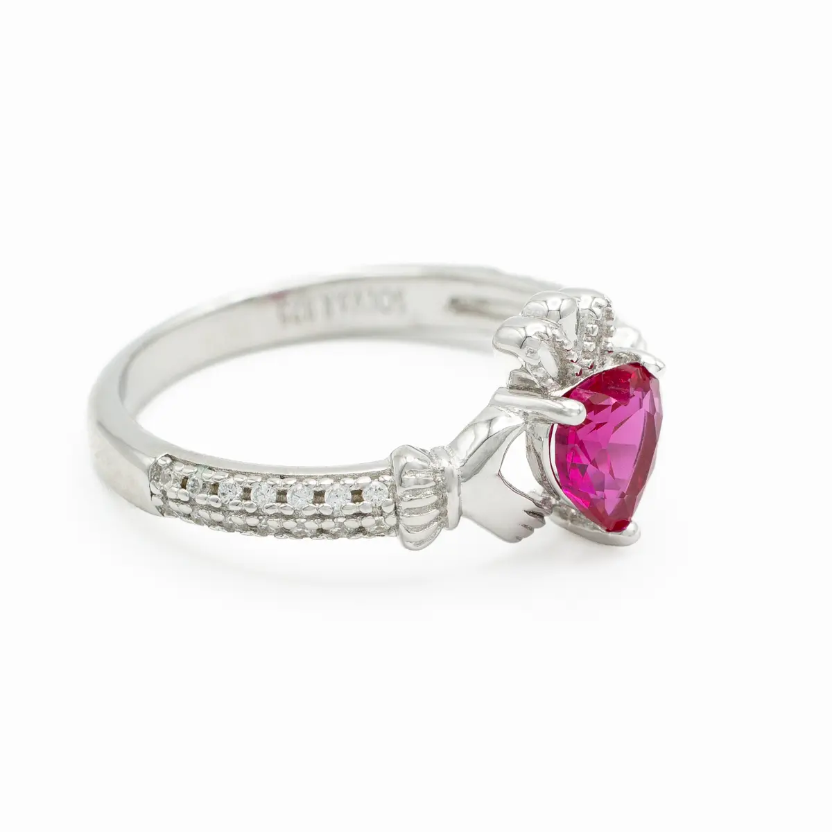 Silver July Claddagh Birthstone Ring Photo 5 