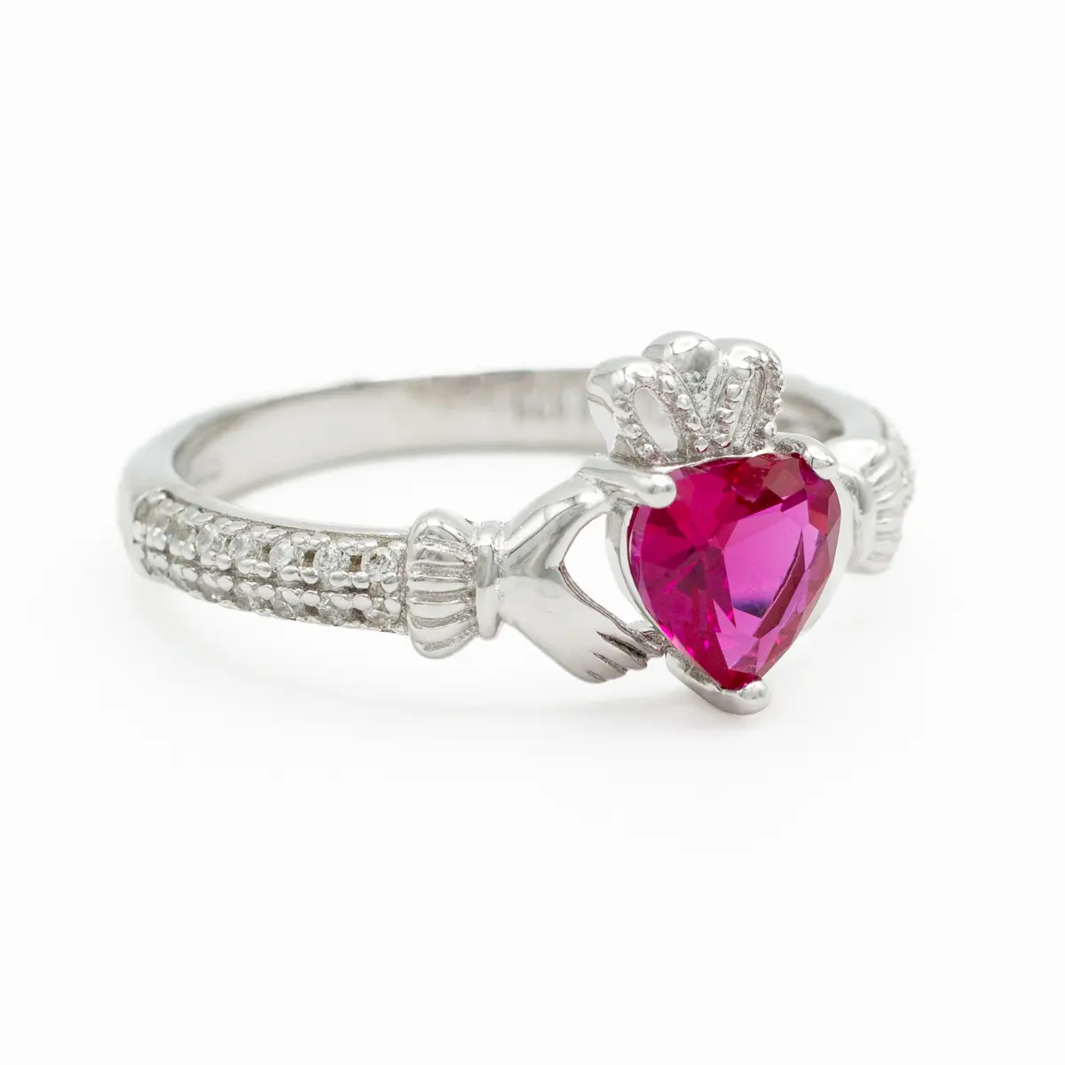 Silver July Claddagh Birthstone Ring Photo 2 