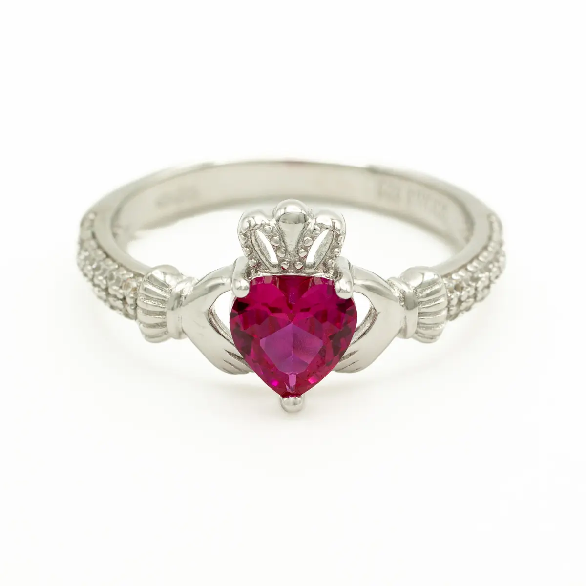 Silver July Claddagh Birthstone Ring Photo 6 