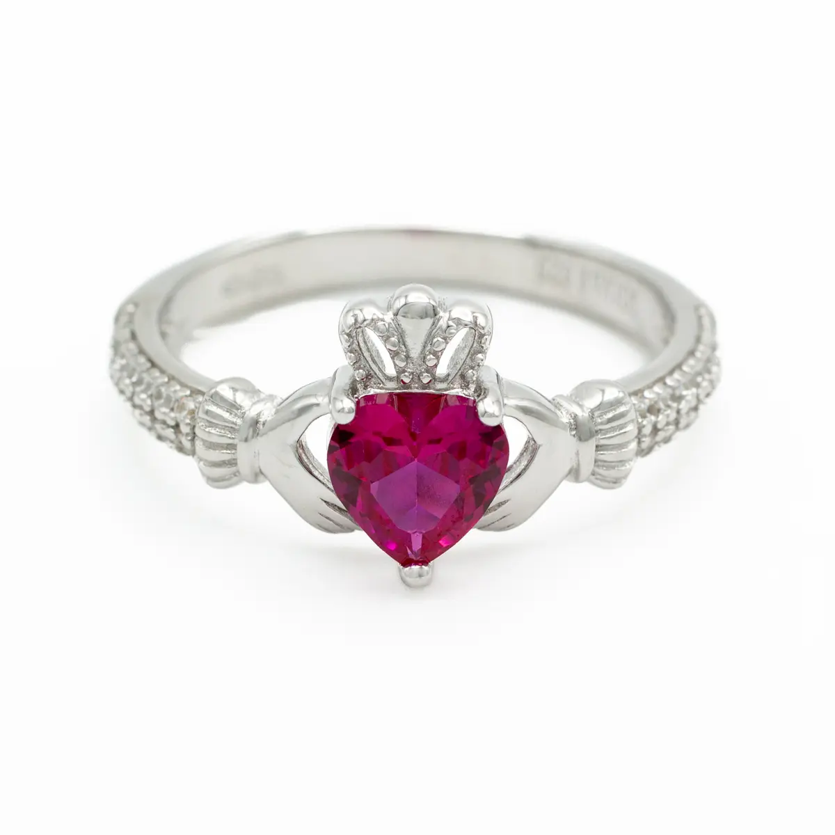 Silver July Claddagh Birthstone Ring Photo 6 