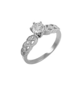 White Gold Diamond & Emerald Celtic Knot Ring