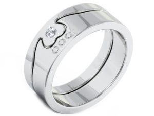 White Gold Diamond 2 Part Claddagh Ring