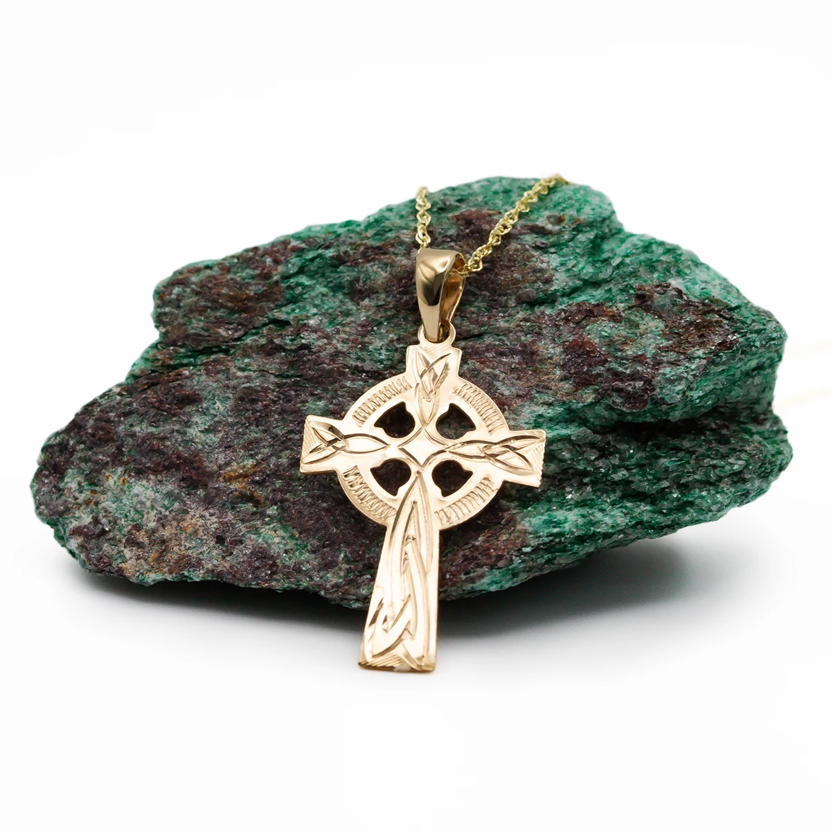 Hand Engraved 14k Gold Celtic Cross Pendant Photo 7 