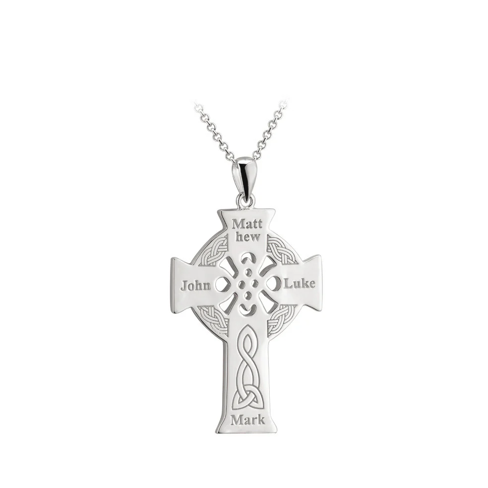 Ladies Sterling Silver Celtic Cross Four Apostles Pendant Photo 2 