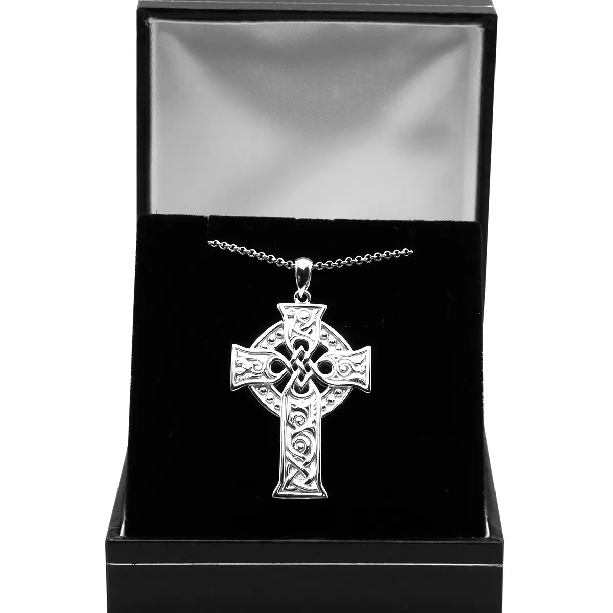 Mens Sterling Silver Large Celtic Cross Four Apostles Pendant 6...