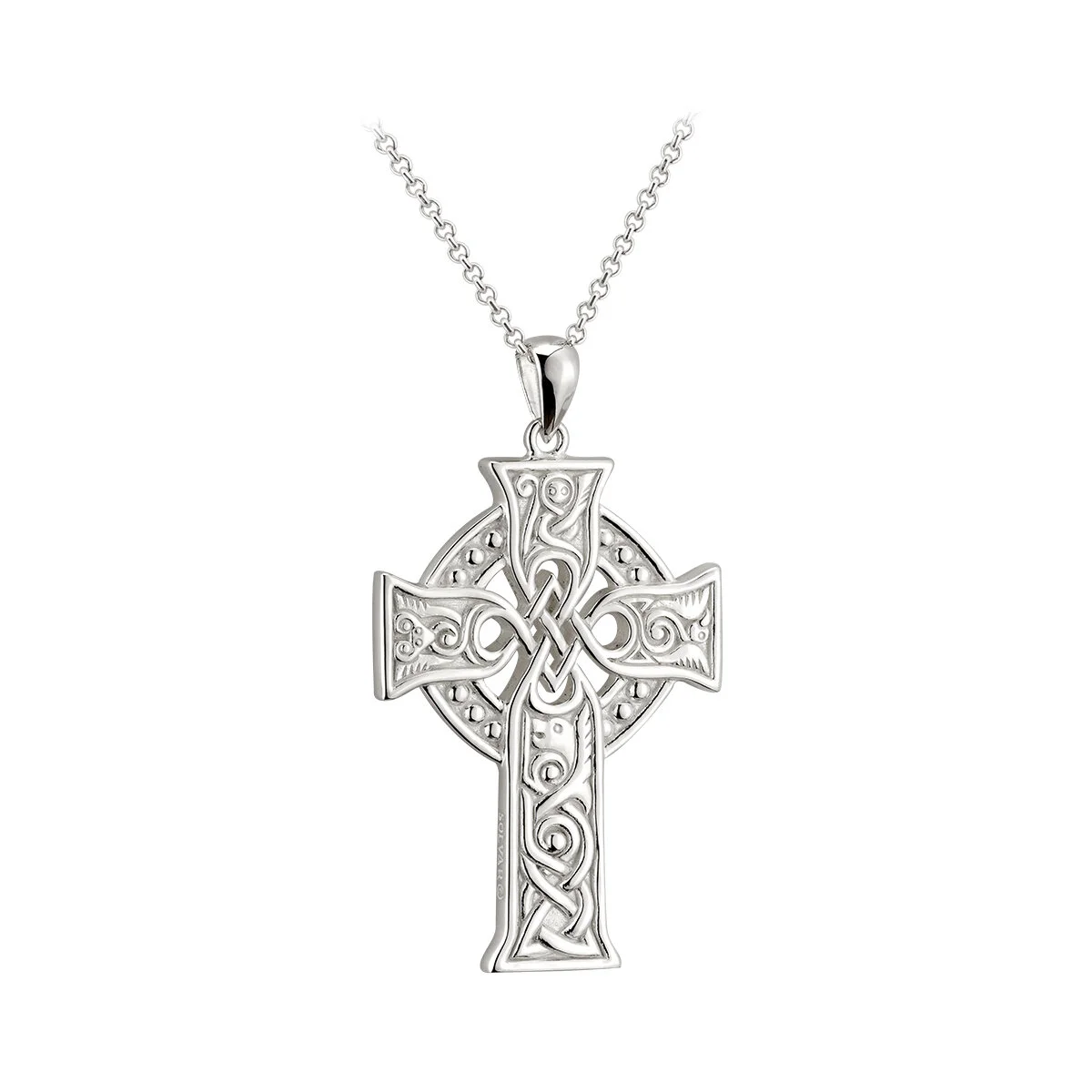 Mens Sterling Silver Large Celtic Cross Four Apostles Pendant 9...