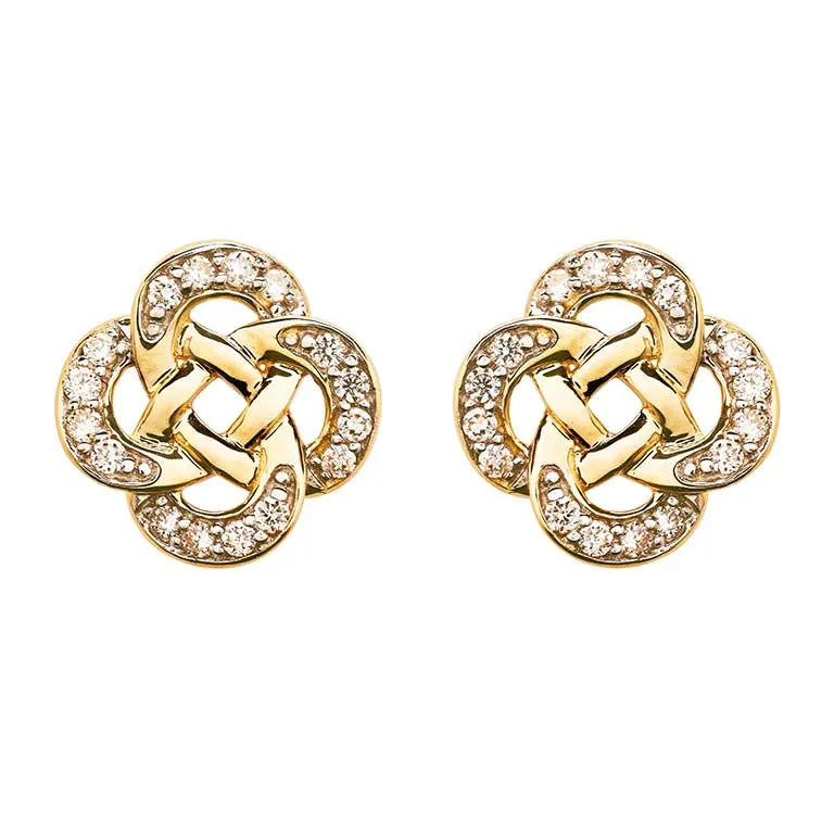 Diamond Set Celtic Earrings