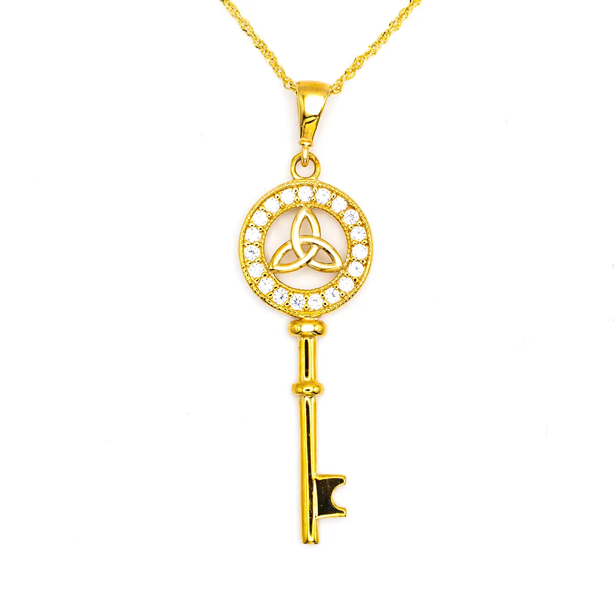 10k Gold Trinity Knot Key Pendant Set With Cubic Zirconia Stones 1...