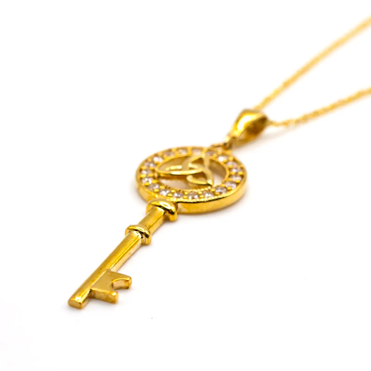 10k Gold Trinity Knot Key Pendant Set With Cubic Zirconia Stones 3...