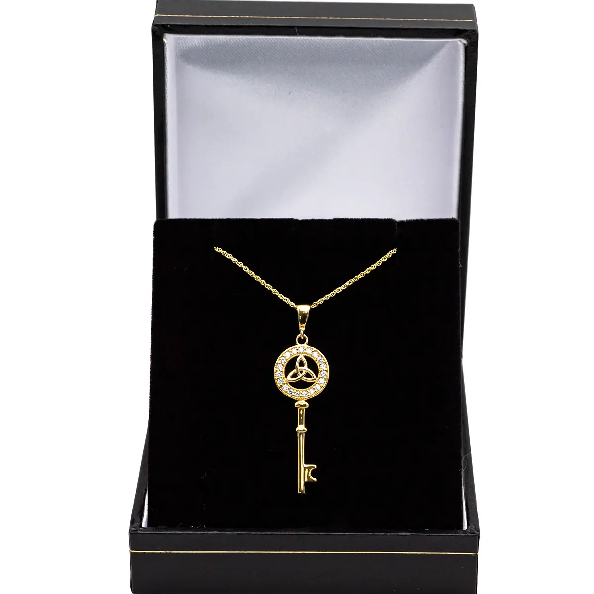 10k Gold Trinity Knot Key Pendant Set With Cubic Zirconia Stones 5...