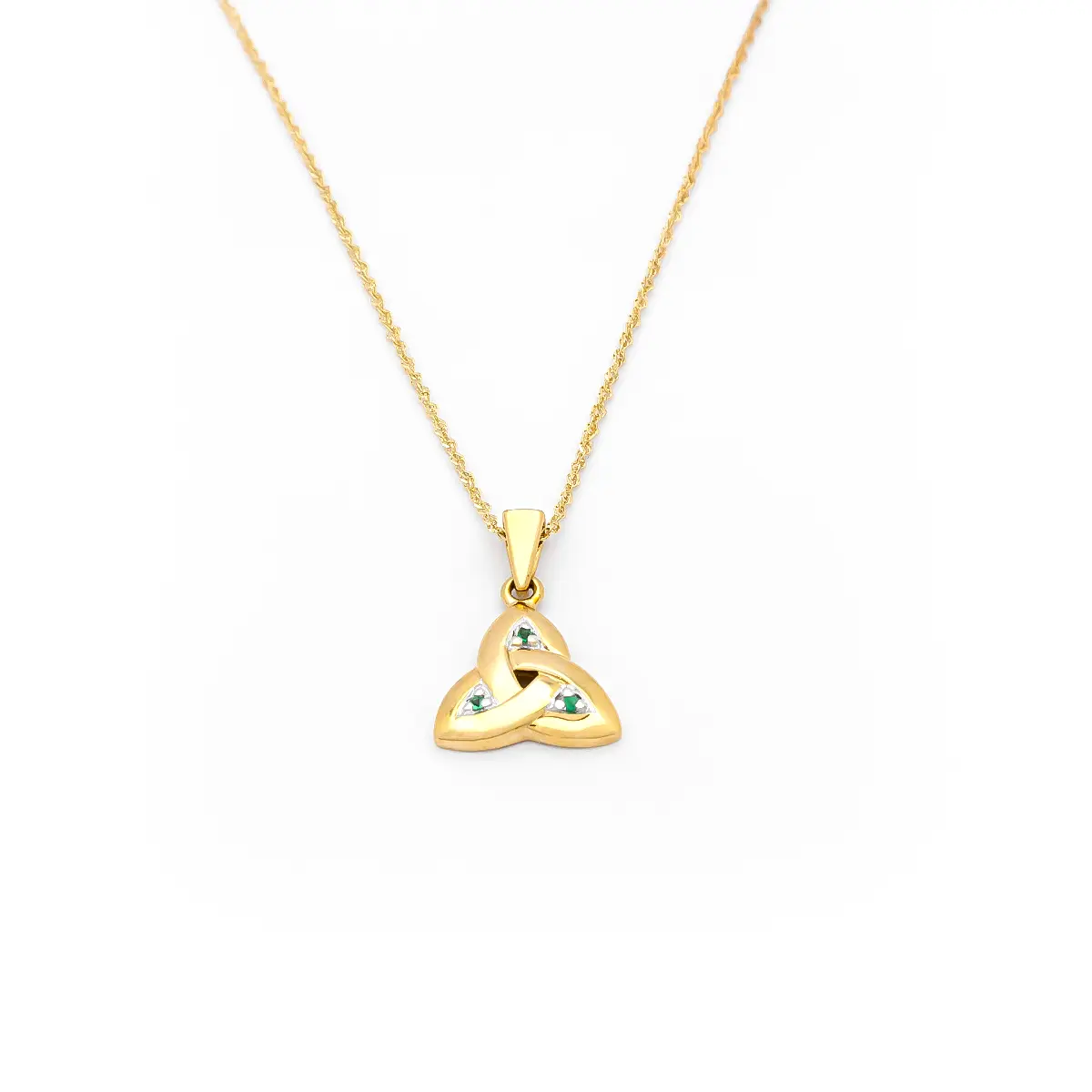 14k Gold Emerald Celtic Trinity Knot Necklace Photo 4 