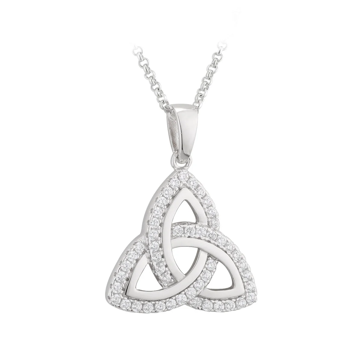 Sterling Silver Trinity Knot Pendant Inlaid With Cubic Zirconia Gemstones 6...