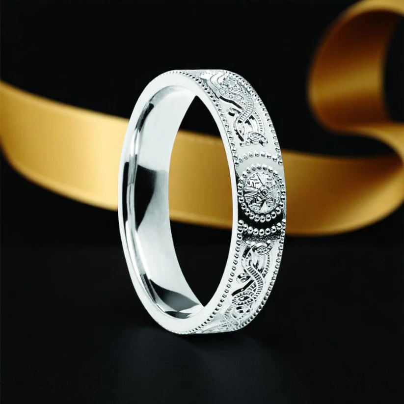 White Gold Celtic Warrior Ring - 4.5mm