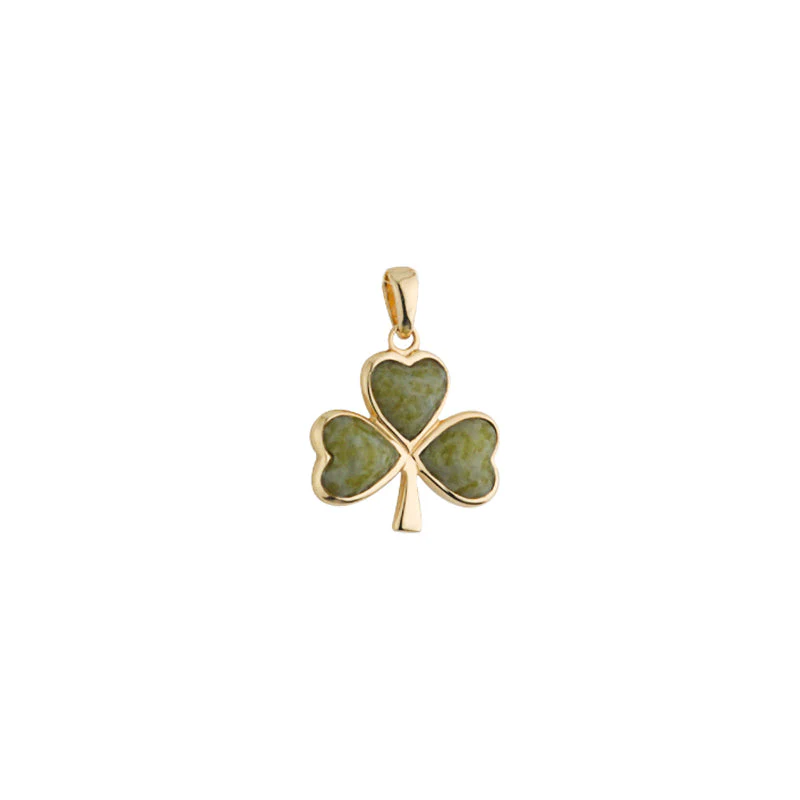 Connemara Marble Gold Shamrock Charm