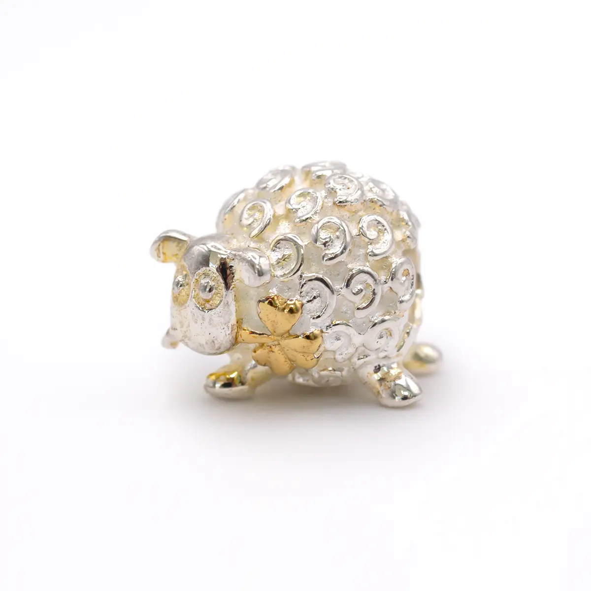 Silver Sheep Bead With Gold Plated Shamrock Photo 2 
