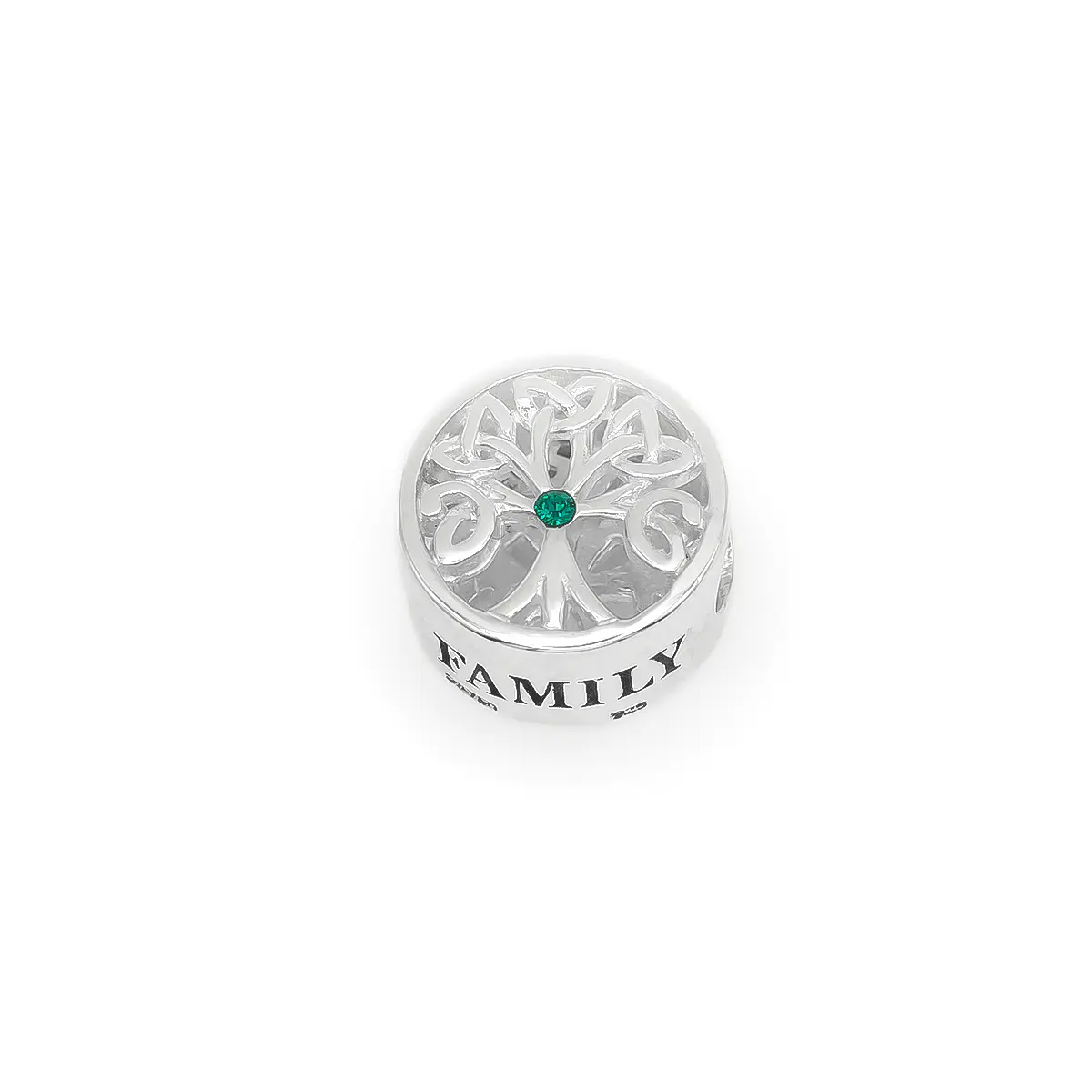 Silver Tree Of Life Bead With Green Crystal Photo 12 