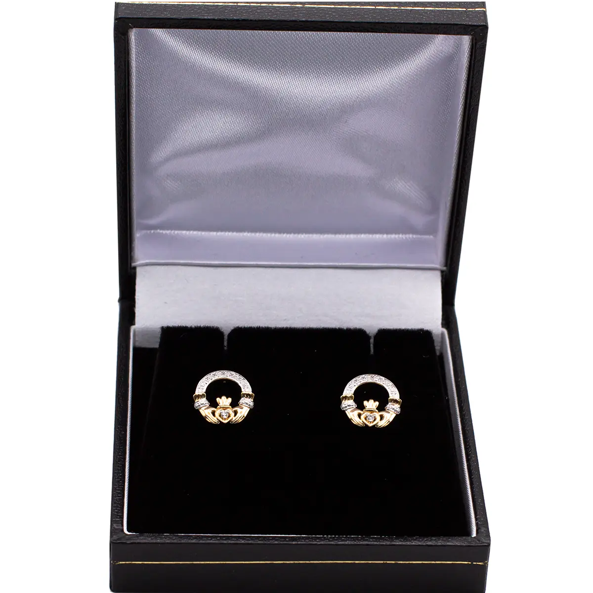 14k Gold And Diamond Claddagh Stud Earrings 5...