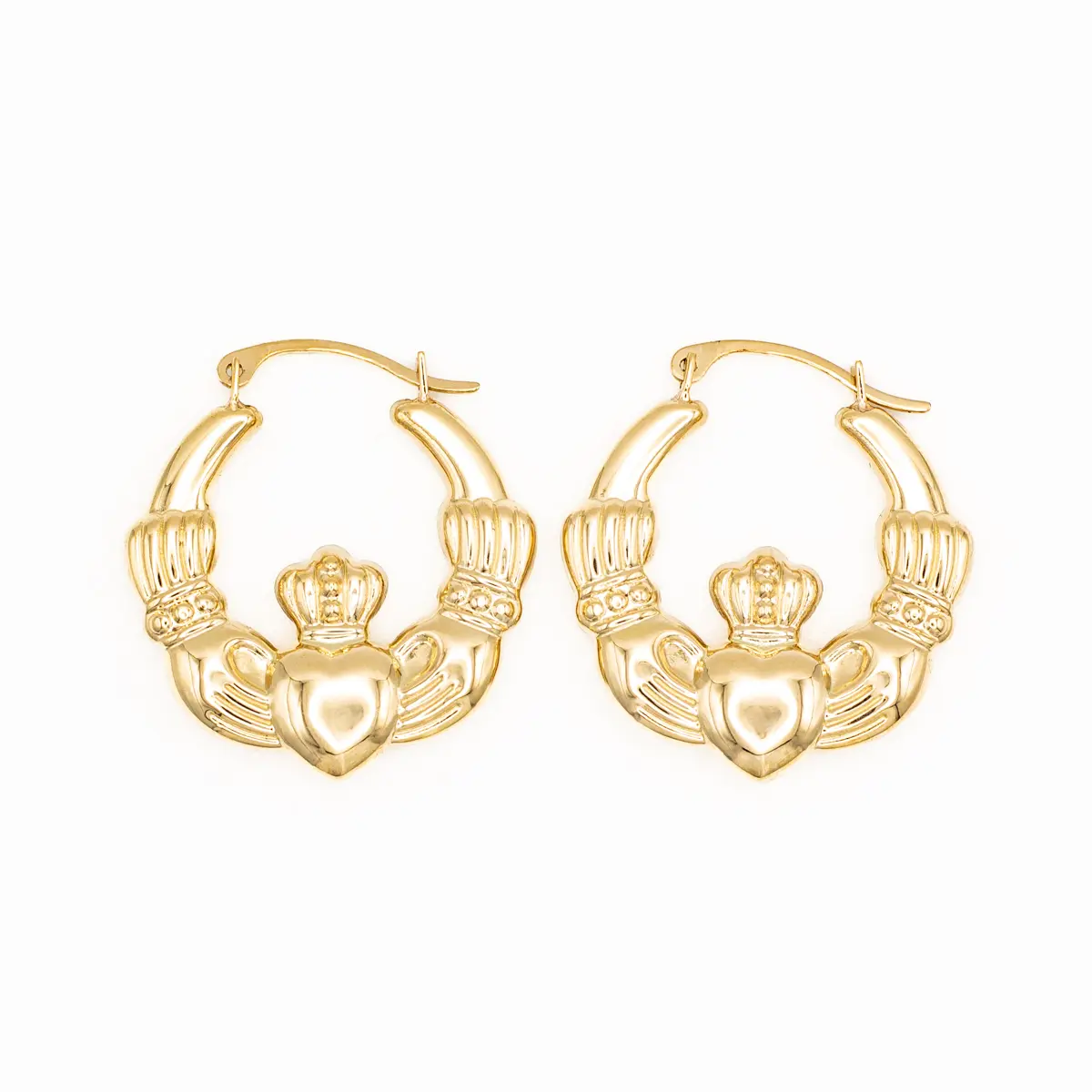 10k Gold Claddagh Creole Hoop Earrings Photo 10 