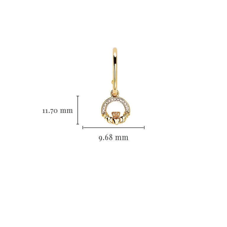 14k Gold Diamond Claddagh Drop Earrings Photo 2 