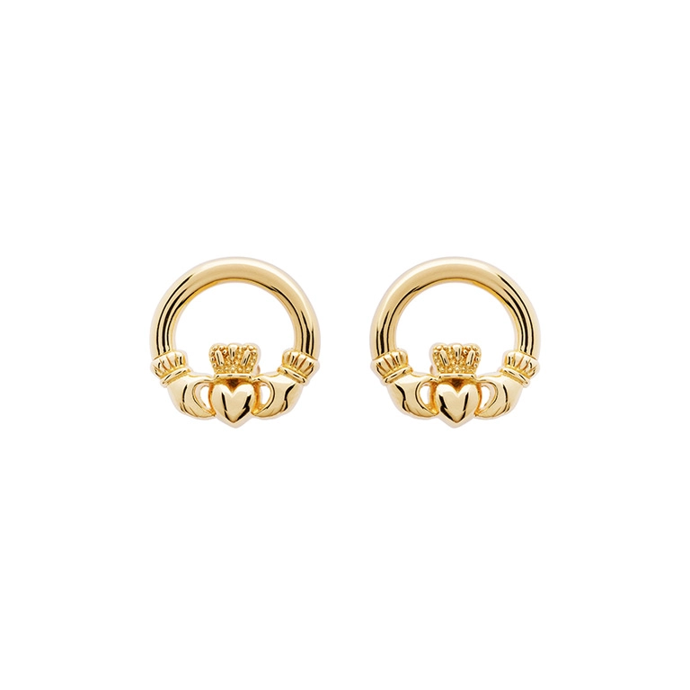 Gold Vermeil Claddagh Stud Earrings