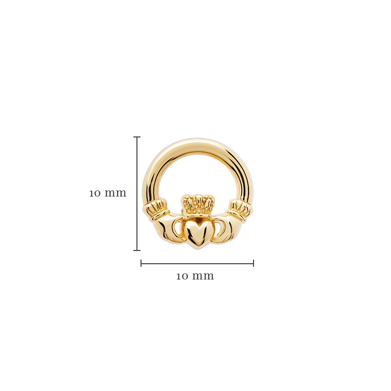 Gold Vermeil Claddagh Stud Earrings Photo 2 