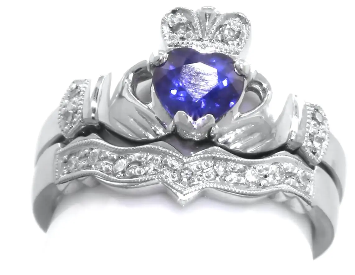 Irish Ring | 14k White Gold Diamond Love Loyalty Friendship Birthstone  Claddagh Ring at IrishShop.com | IJSH14L90W