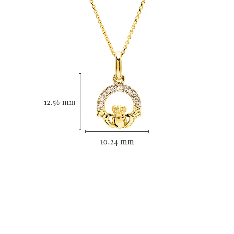 14K Gold Diamond Set Claddagh Pendant Photo 9 