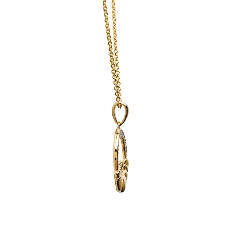 14k Gold Vermeil Large Claddagh Necklace with Cubic Zirconia Photo 6 