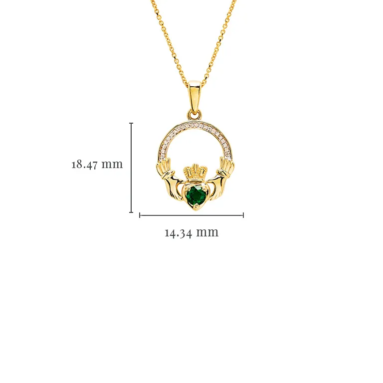 Emerald Diamond Claddagh Pendant Photo 2 
