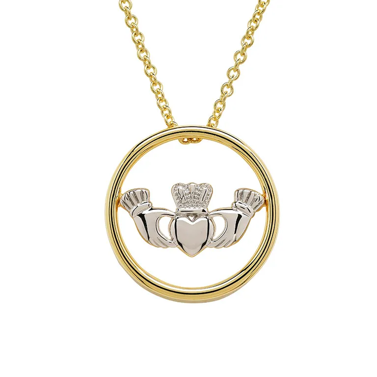 Gold Vermeil and Silver Claddagh Necklace