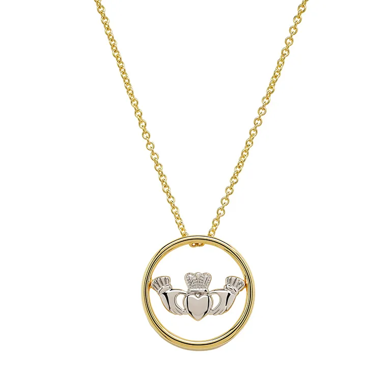 Gold Vermeil and Silver Claddagh Necklace Photo 3 