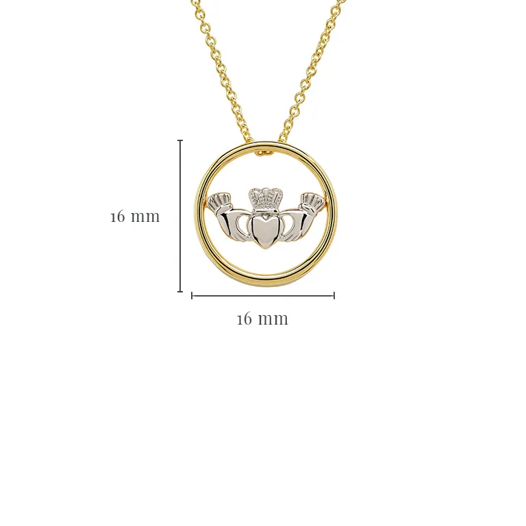 Gold Vermeil and Silver Claddagh Necklace Photo 2 