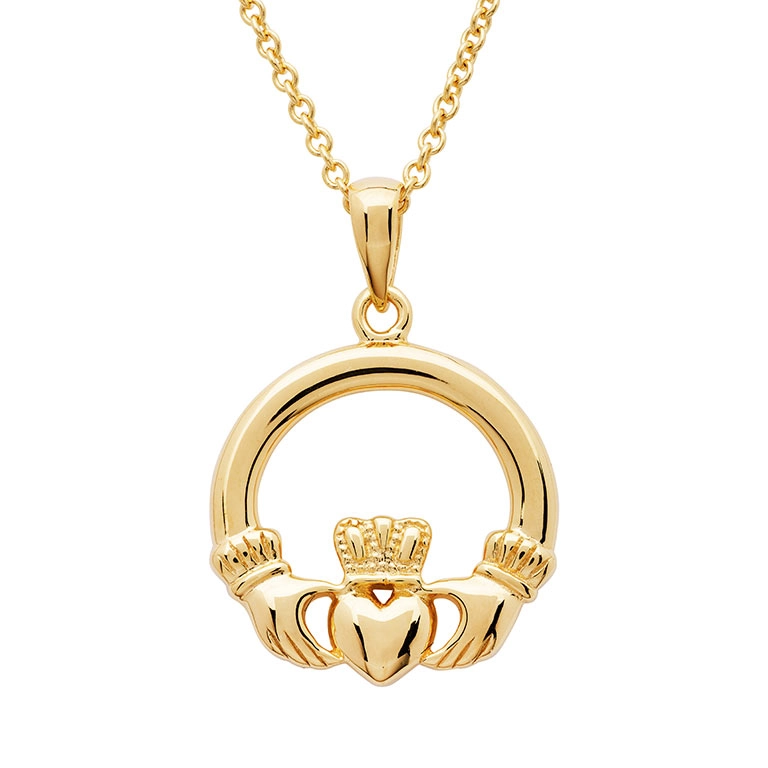 Gold Vermeil Irish Claddagh Necklace