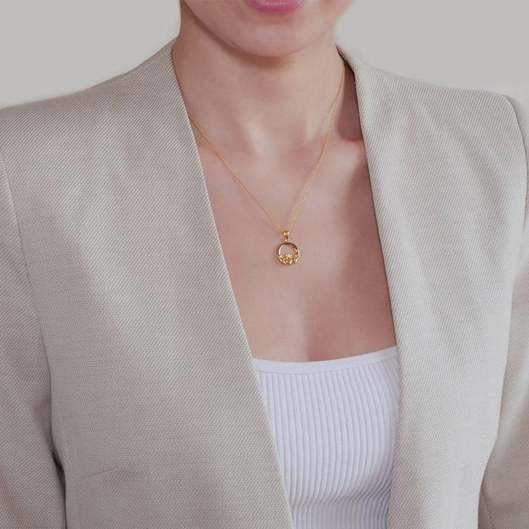 Gold Vermeil Irish Claddagh Necklace Photo 4 