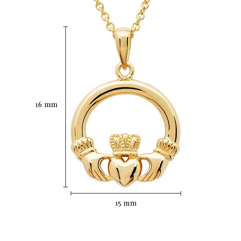 Gold Vermeil Irish Claddagh Necklace Photo 2 