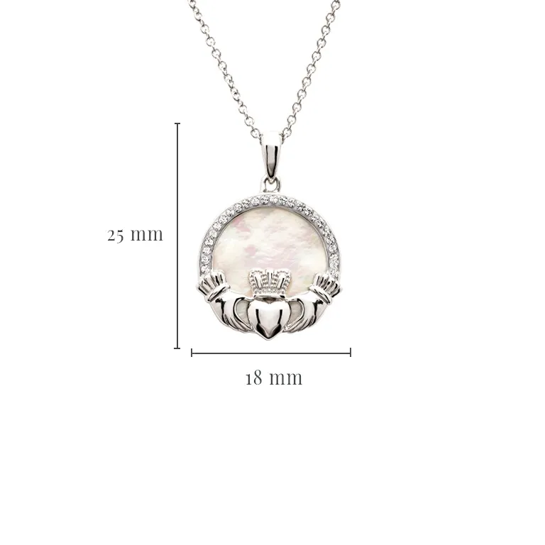 Sterling Silver Mother of Pearl Claddagh Necklace Photo 3 