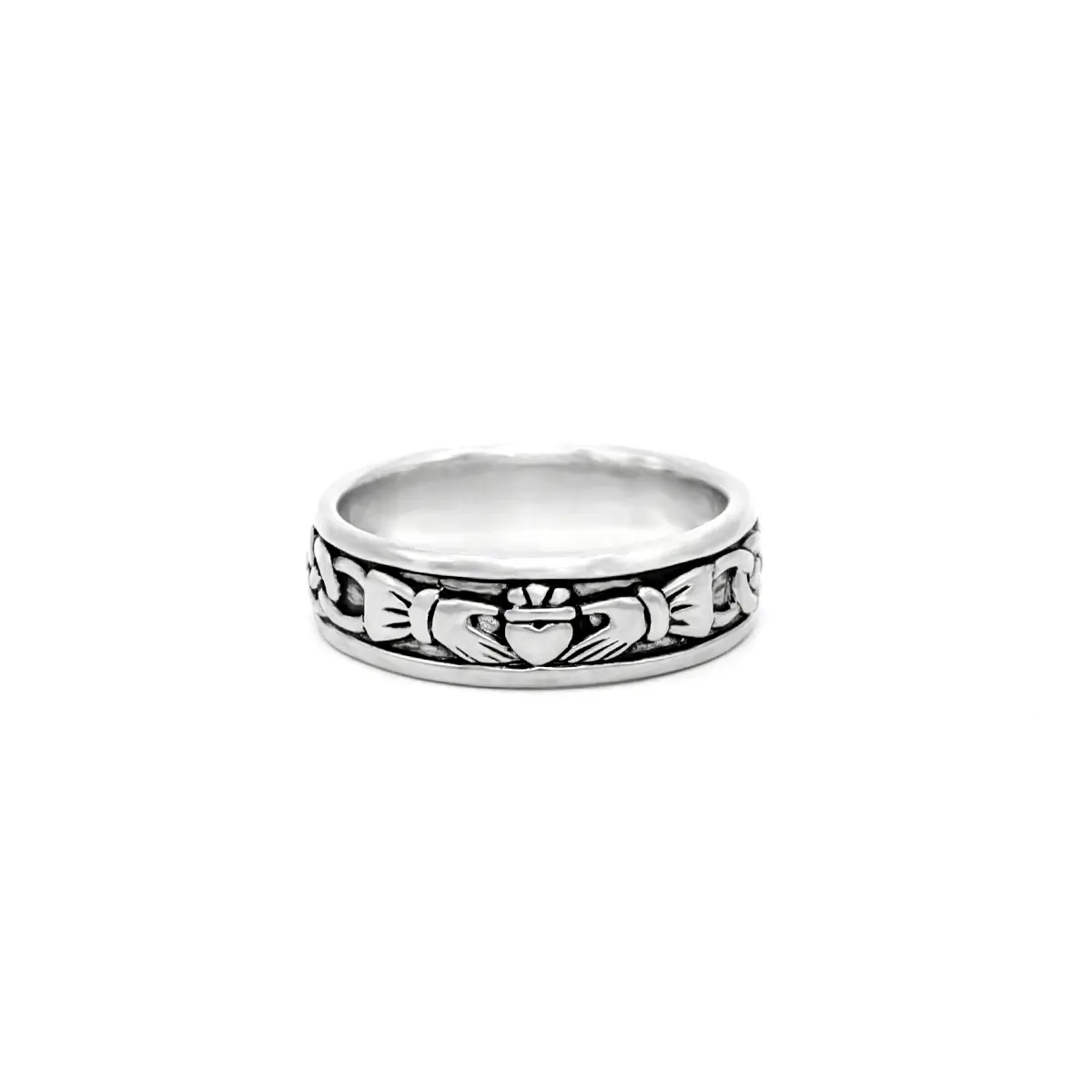 Oxidized Silver Ladies & Gents Claddagh Ring Set Photo 3 
