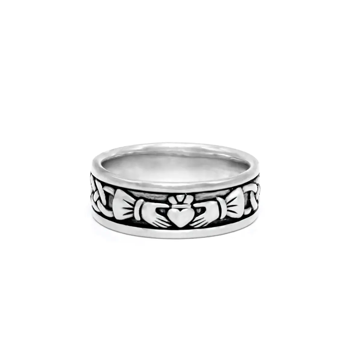 Oxidized Silver Ladies & Gents Claddagh Ring Set Photo 4 
