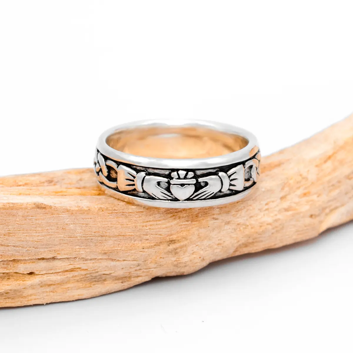 Oxidized Silver Ladies & Gents Claddagh Ring Set Photo 5 